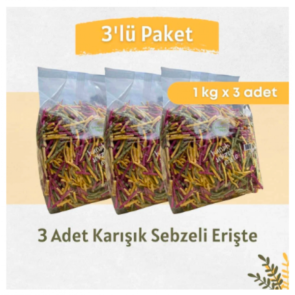 3'LÜ 1 KG KARIŞIK SEBZELİ ERİŞTE